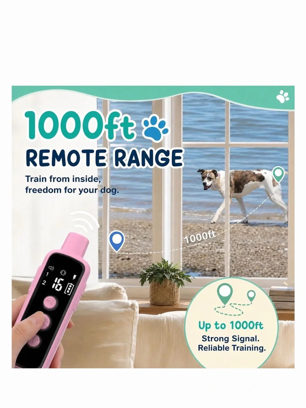 Patpet - Remote Dog Training Collar Pink NWT